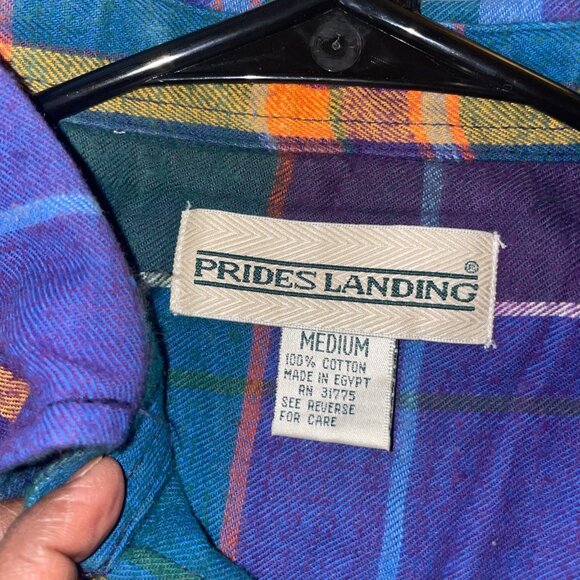 Plaid Button-Down Shirt By Prides Landing  Medium  100% Cotton  Multicolor - Picture 8 of 9